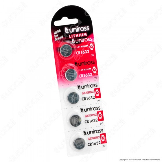 Uniross Lithium Pile al Litio CR1632 3V - Blister da 5 Batterie Uniross Lithium Pile al Litio CR1632 3V - Blister da 5 Batterie