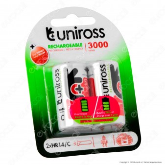 Uniross Pile Ricaricabili Hybrio C / HR14 Ni-MH 1,2V 2900mAh -