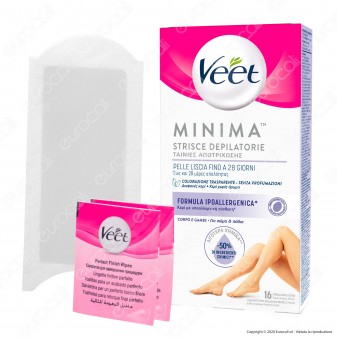 Veet Minima Strisce Depilatorie Corpo con Formula Ipoallergenica - Confezione 16pz