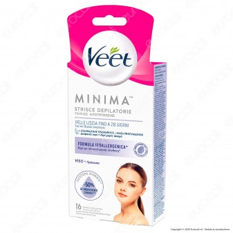 Veet Minima Strisce Depilatorie per il Viso - 3 Confezioni da 16 pezzi