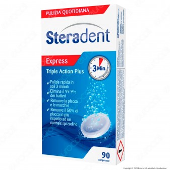 Steradent Express Triple Action per la Pulizia della Dentiera -