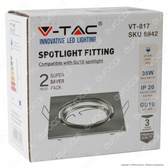 V-Tac VT-817 Portafaretto Orientabile Quadrato da Incasso per