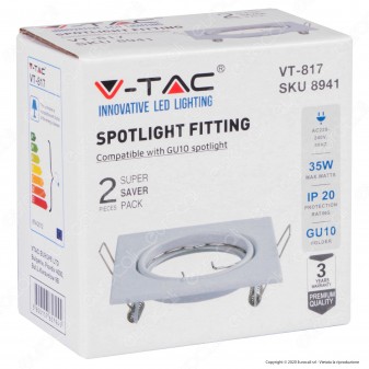 V-Tac VT-817 Portafaretto Orientabile Quadrato da Incasso per