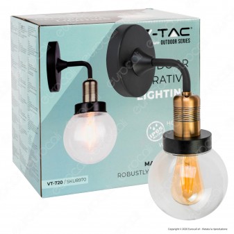 V-Tac VT-720 Portalampada da Giardino Premium Wall Lamp Nero e Bronzo