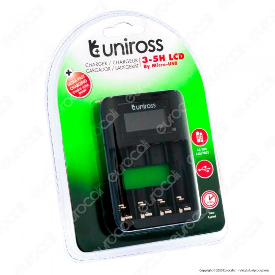 Uniross Caricabatterie Rapido per Batterie Ricaricabili AA / HR6 - Uniross Caricabatterie Rapido per Batterie Ricaricabili AA / HR6 -