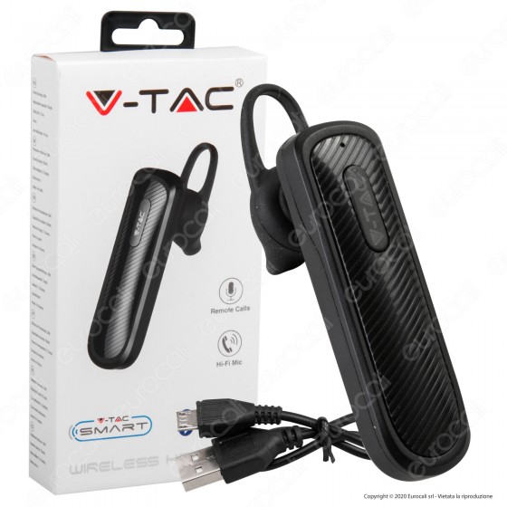 V-Tac VT-6700 Auricolare Bluetooth Headset Colore Nero - SKU 7700 V-Tac VT-6700 Auricolare Bluetooth Headset Colore Nero - SKU 7700