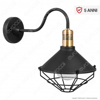 V-Tac VT-720 Portalampada da Giardino Premium Wall Lamp Nero e Ottone