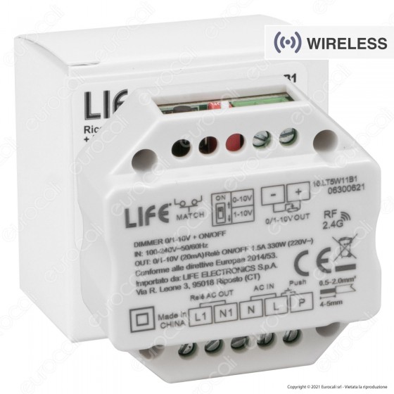 Life Ricevitore Dimmer RF 2,4GHz per Lampade Dimmerabili Compatibile Life Ricevitore Dimmer RF 2,4GHz per Lampade Dimmerabili Compatibile