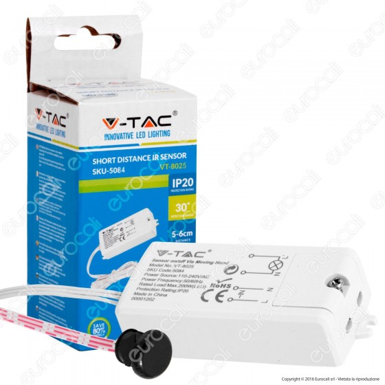 V-Tac VT-8025 Sensore a Infrarossi Attivazione Tramite Movimento V-Tac VT-8025 Sensore a Infrarossi Attivazione Tramite Movimento