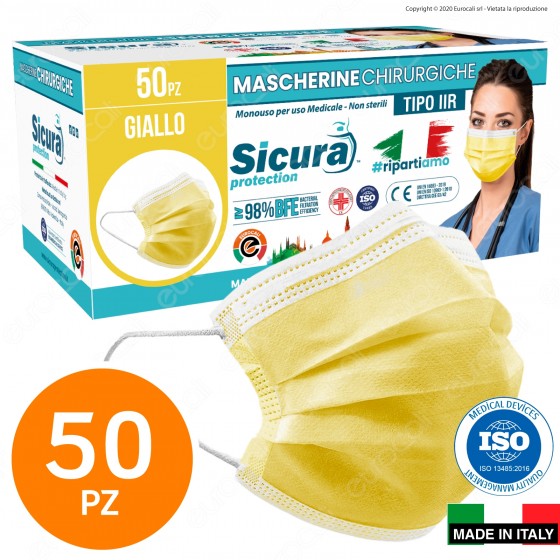 Sicura Protection 50 Mascherine Chirurgiche Monouso Filtranti Tipo II Sicura Protection 50 Mascherine Chirurgiche Monouso Filtranti Tipo II