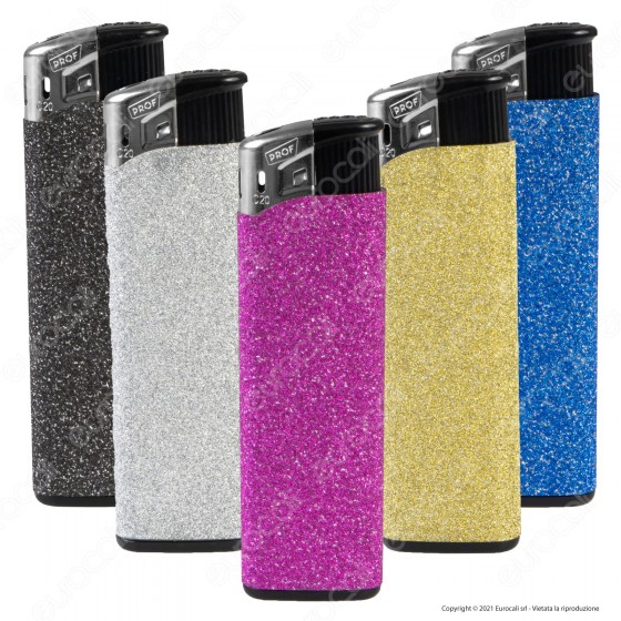 Accendini Electronic Maxi Prof Fantasia Glitter - Serie da 5 Accendini Electronic Maxi Prof Fantasia Glitter - Serie da 5
