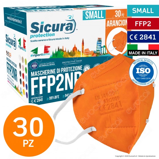 Sicura Protection 30 Mascherine Small Colore Arancione Elastici Sicura Protection 30 Mascherine Small Colore Arancione Elastici