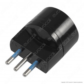 Ecova Adattatore Singolo Spina 10A 2P+T con Presa Schuko + 10A 2P+T