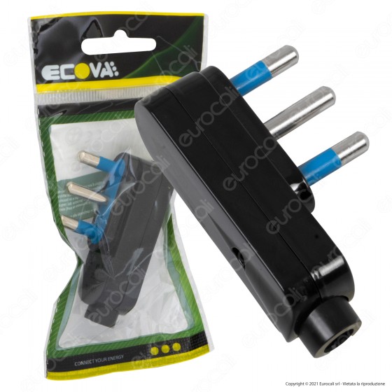Ecova Spina Singola Angolare 16A 2P+T Salvaspazio Con Uscita Cavo A Ecova Spina Singola Angolare 16A 2P+T Salvaspazio Con Uscita Cavo A