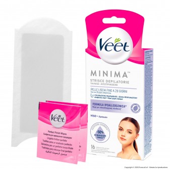 Veet Minima Strisce Depilatorie Viso con Formula Ipoallergenica -