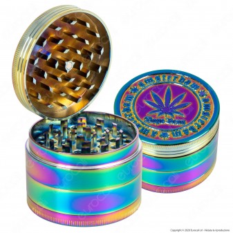 Grinder Tritatabacco 4 Parti in Metallo Amsterdam Colorazione Rainbow