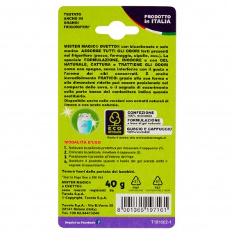 Mister Magic Ovetto Assorbiodori Frigo con Bicarbonato e Sale -
